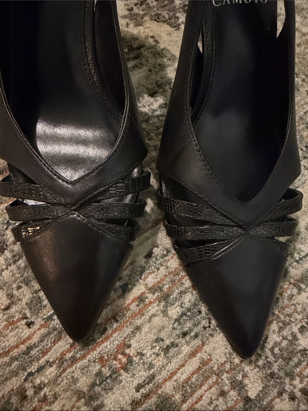 Vince Camuto Black Pointed Pumps with Braided Straps - Picture 3 of 7
